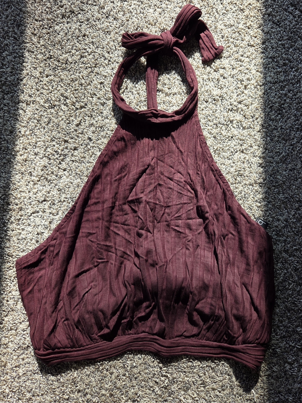 Ribbed Halter Crop Top in Wine